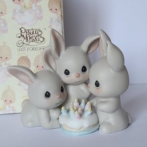 Precious Moments Bunnies Birthday Rabbits Porcelain Collectible Figurine